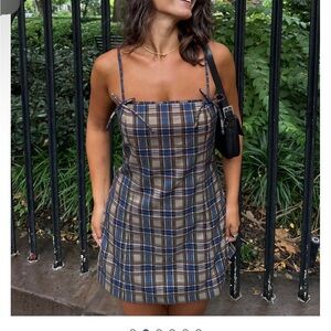 Hill House Blue and Brown Plaid Mini Dress